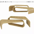Modern Wooden Landscape Seating With Curved Slatted Design For Outdoor Garden