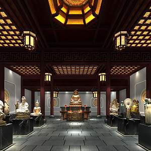 Chinese-style Buddhist Hall Recording Sutra Hall 3d model