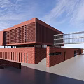 Modern School Building With Red Brick Walls Glass Curtain Walls And Spacious Entrance Plaza