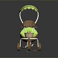 Kiwi Shaped Baby Stroller With Green Canopy Brown Body And Green Wheels