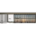 Modern Sales Office Building with Glass Curtain Wall Simple Design and Outdoor Seating Area