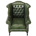 Elegant Leather Accent Chair With Tufted Backrest And Classic Armrests Design