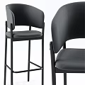 Modern Bar Stools With Black Metal Frame And Gray Fabric Backrest Design 3d model