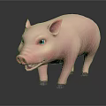 Cute Pink Pig 3D Cartoon Character With Blue Eyes And Adorable Design