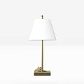 Modern Table Lamp With Golden Stand White Lampshade And Square Base 3d model