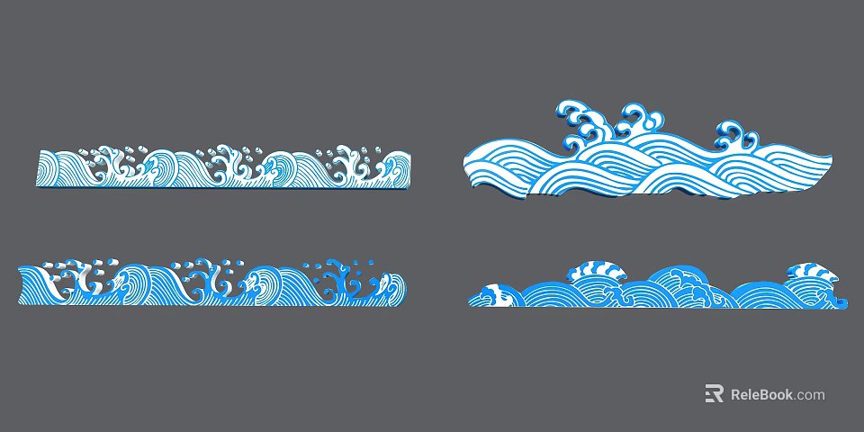Stylish Commercial Equipment Featuring Blue And White Decorative Wave Patterns 3d model 
