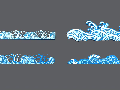 Stylish Commercial Equipment Featuring Blue And White Decorative Wave Patterns 3d model