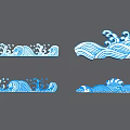Stylish Commercial Equipment Featuring Blue And White Decorative Wave Patterns