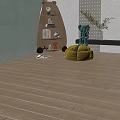 Wooden Multi Tiered Shelf with Books Vase and Decorative Items for Modern Home Decor
