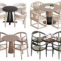 Modern Round Table And Chair Sets With Various Styles And Color Combinations 3d model