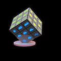 Modern Illuminated Cube Garden Decor With Colorful Patterns And Pink Base 3d model