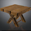 Rustic Wooden Table With Square Top And Crossed Legs Natural Design
