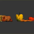 Colorful Fresh Vegetables Display With Yellow Bell Pepper Red Tomato And Carrot