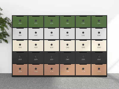 Multi Colored Storage Lockers With Neatly Arranged Organized Compartments In Different Colors 3d model