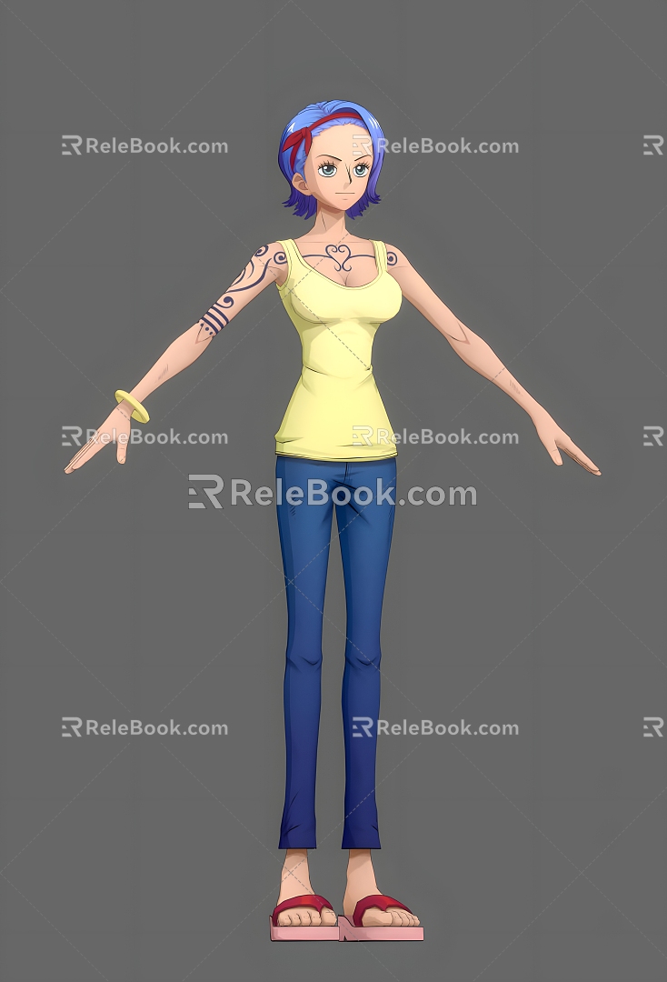 One Piece Nami Animation Manga Sexy Cartoon One Piece Beauty Jeans 3d model