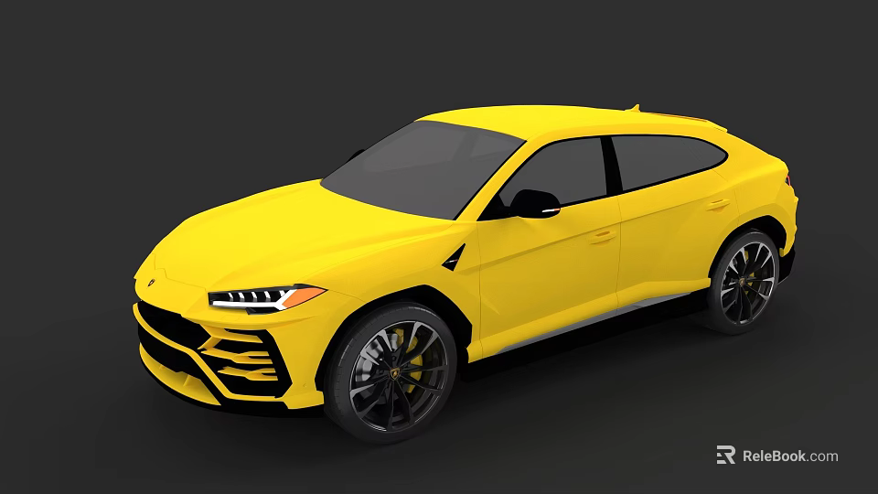 Yellow Sporty SUV Car With Dynamic Exterior Design And Black Alloy Wheels 3d model 