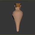 Woman Holding Copper Bottle With Cork Stopper And Decorative Metal Emblem