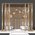 Elegant Modern Wooden Pavilion With Lattice Walls Geometric Patterns And Seating