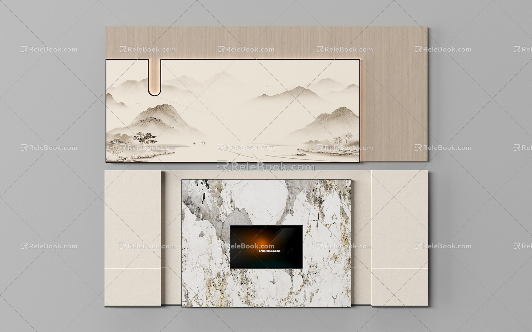 New Chinese Restaurant Background Wall Wood Decorative Background Wall Box Background Wall 3d model