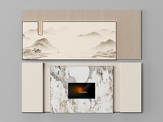 New Chinese Restaurant Background Wall Wood Decorative Background Wall Box Background Wall 3d model