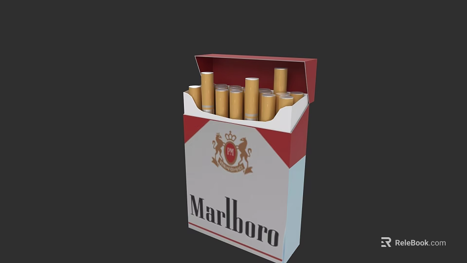 Marlboro Open Cigarette Pack With Gold Filter Cigarettes For Daily Use 3d model 