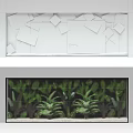 Indoor Green Plant Wall With Lush Leafy Plants And Decorative Fern Patterns