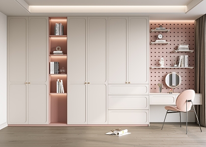 Cream wardrobe French wardrobe 3d model