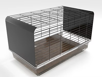 Sturdy Pet Cage With Metal Wire Frame Black Panel And Wooden Tray 3d model