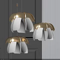 Modern Petal Shaped Pendant Lights With Brass Top And White Shades 3d model