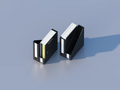 Two Black File Holders With Organized Files For Office And Home Use 3d model