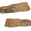 Two Natural Rockery Stones With Supporting Metal Strips On Surface For Garden Landscape