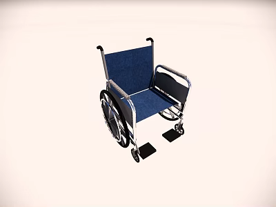 Medical Device Wheelchair With Blue Seat Metal Frame And Footrests For Mobility Assistance 3d model