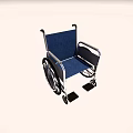 Medical Device Wheelchair With Blue Seat Metal Frame And Footrests For Mobility Assistance