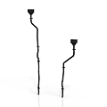 Two Black Long Slim Curved Equipment With Top Cup Shaped Structure And Stand Base Support