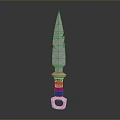 Traditional Decorative Dagger With Silver Engraved Blade And Brown Wooden Handle Metal Ring Accent