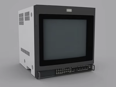 Vintage Television With Gray Black Body Front Control Panel And Side Vents 3d model