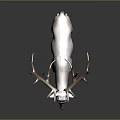 3D Model of Deer With Large Antlers and Light Colored Body Standing on Dark Background