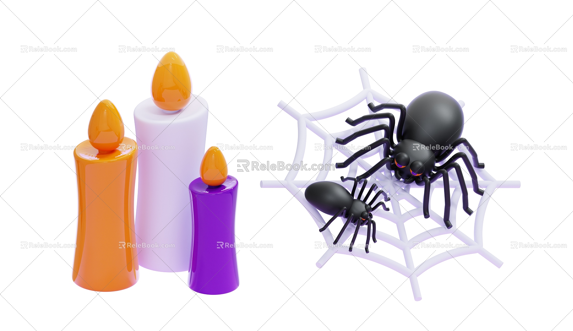 Modern Halloween Candle Spider Halloween Scene Halloween Decorations Cartoon Spider 3d model