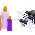 Modern Halloween Candle Spider Halloween Scene Halloween Decorations Cartoon Spider 3d model