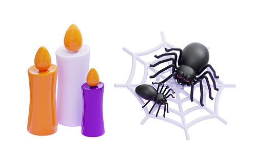 Modern Halloween Candle Spider Halloween Scene Halloween Decorations Cartoon Spider 3d model