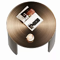Modern Round Side Table With Metal Frame And Coffee Cup Magazines 3d model
