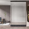 Modern Interior Design With Decorative Glass Wall Featuring Circular Bubble Pattern 3d model