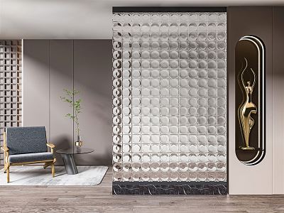 Modern glass brick glass brick screen partition 3d model