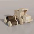 Wooden Toy Truck And Small Car With Natural Wood Finish For Kids Playtime