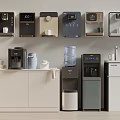 Daily Use Electrical Appliances Including Coffee Machines Water Dispensers Mini Fridges On Counter And Wall