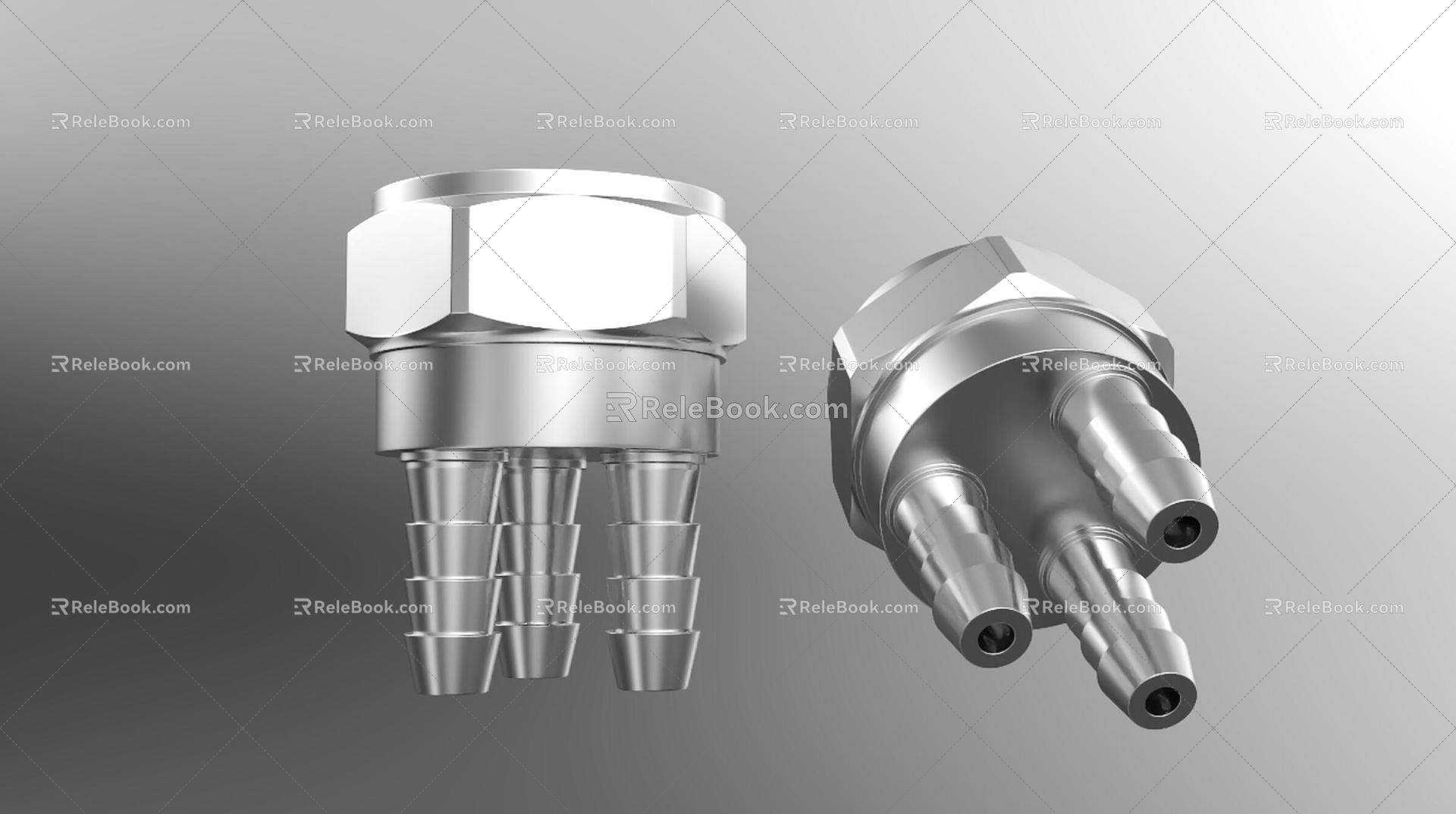 Capillary joint one-to-one change two-to-one change three-water separator copper joint branch pipe adapter 3d model