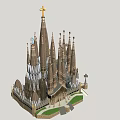Iconic Sagrada Família Architecture By Gaudí With Spires And Golden Cross