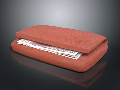 Red Leather Wallet With Visible Banknotes Inside Stylish Fashion Accessory For Daily Use 3d model