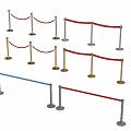 Variety of Stanchion Rope Barriers With Red Blue Ropes And Metal Bases