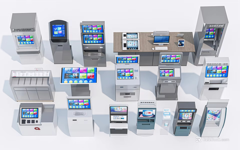 Smart Machines Featuring Self Service Terminals POS Systems and Interactive Devices 3d model 